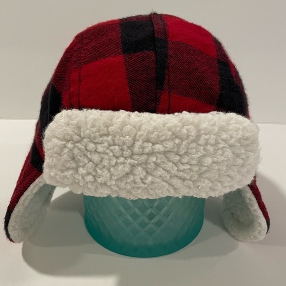 𝅺Tucker + Tate Trapper Hat Baby Toddler Boy Girl Buffalo Plaid Sherpa Lined EUC - Picture 2 of 7